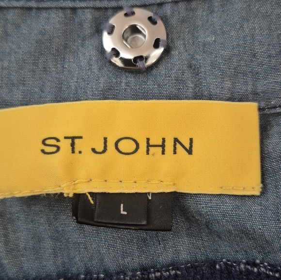 St. John Chambray Jersey Zip Top - Size L - Picture 13 of 16